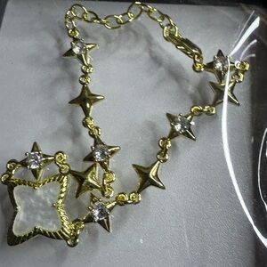 New Gold Star and Crystal Charm Bracelet